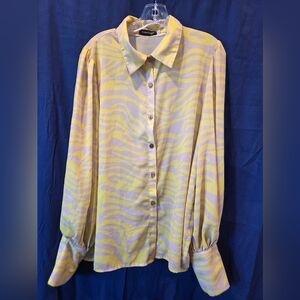 Koandaily Yellow Zebra Print Blouse